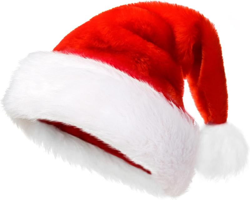 Santa Hat, Santa Hats Adult, Christmas Holiday Hat for Unisex Adults, Red Classic Comfortable Thickened Liner Santa Claus Hats, Suitable for Christmas,  Year Festive Holiday Party