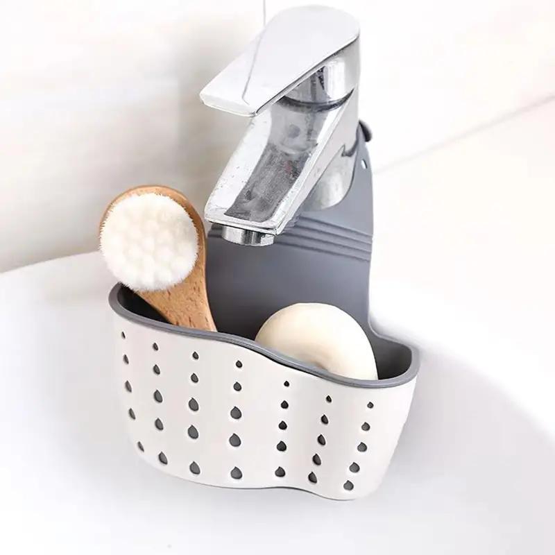 Kitchen Sink Shelf, 1 Count Soap Sponge Drain Rack Holder, Double Decker Hanging Basket Storage Suction Cup Kitchen Organizer Sink Accessories Wash Dropshipping