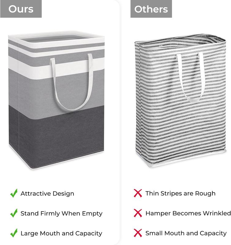 2-Pack Large Laundry Basket, 75L Waterproof Collapsible Hamper with Handles for Clothes and Toys - Gradient Grey