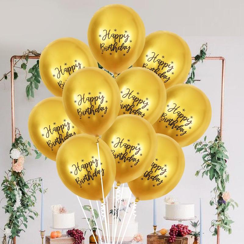 10pcs Happy Birthday Letter Pattern Balloon with Tape, Balloon for Birthday Party Decoration