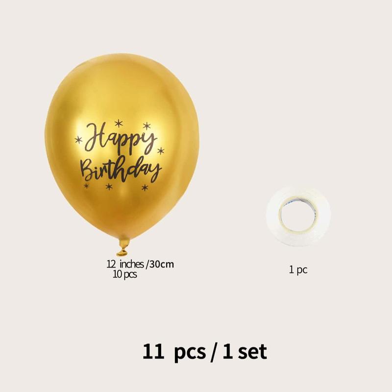 10pcs Happy Birthday Letter Pattern Balloon with Tape, Balloon for Birthday Party Decoration