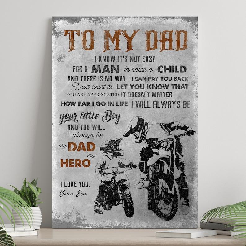 To My Dad From Son Motorcycle Sign , Father Day Gift Wall Sign , Gift For Dads , Inspirational Dad Decor , Custom Motorcycle Poster