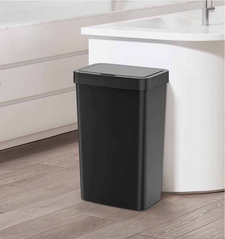 Mainstays 13.2 Gallon Kitchen Sensor Trash Can, Plastic Motion Sensor Kitchen Trash Can, Black