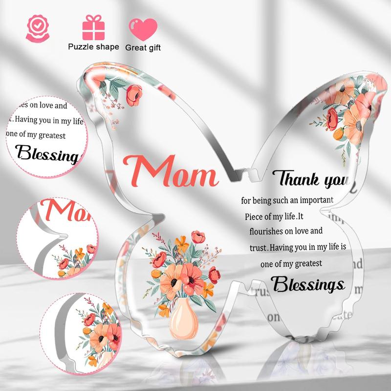 Gifts for Mom-5x3.8 Inch Butterfly-Shaped Acrylic Keepsake, Express Your Love and Gratitude with this Meaningful Keepsake,  Present for Mother's Day, Birthdays, Christmas or Any Special Occasion