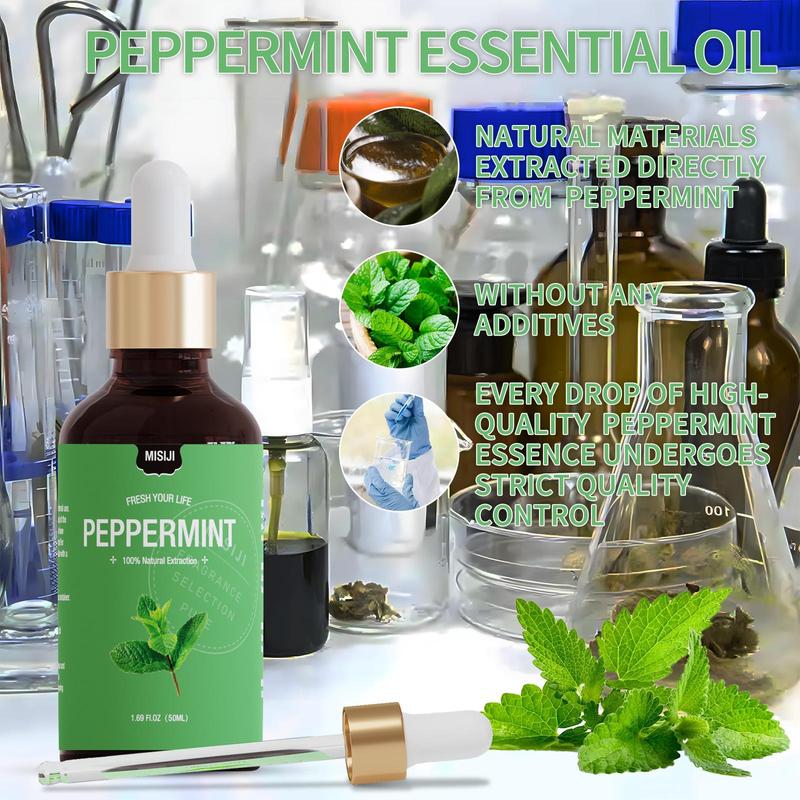 50ml Peppermint Essential Oil, Natural Extracts for Aromatherapy, Laundry, Candle & Soap Making, Humidifiers