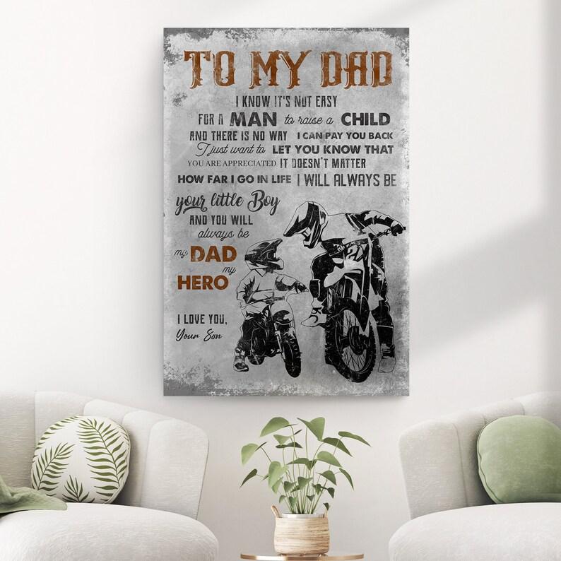 To My Dad From Son Motorcycle Sign , Father Day Gift Wall Sign , Gift For Dads , Inspirational Dad Decor , Custom Motorcycle Poster