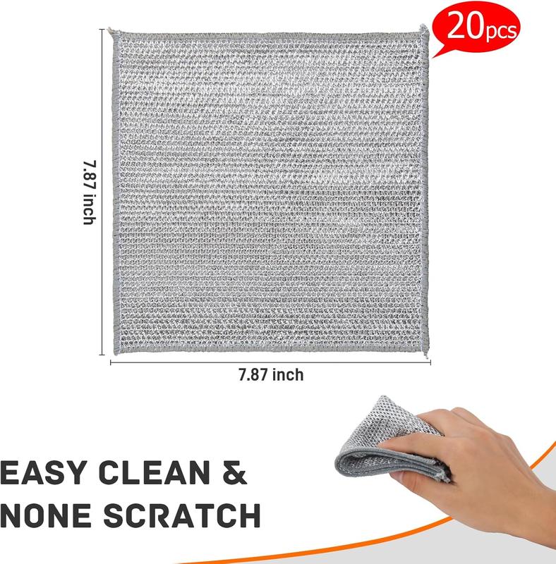 20 count Wire Dishcloth, Multipurpose Wire Dishwashing Rags for Wet and Dry, Kitchen Cleaning Dish Rags