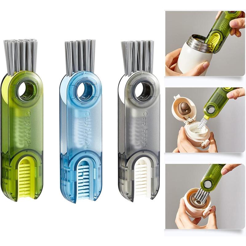 3 Pack 3 in 1 Multifunctional Cleaning Brush, Water Bottle Cleaner Brush 3 in 1 Cleaning Brush for Water Bottles, Cup, Home Kitchen Cleaning Tools