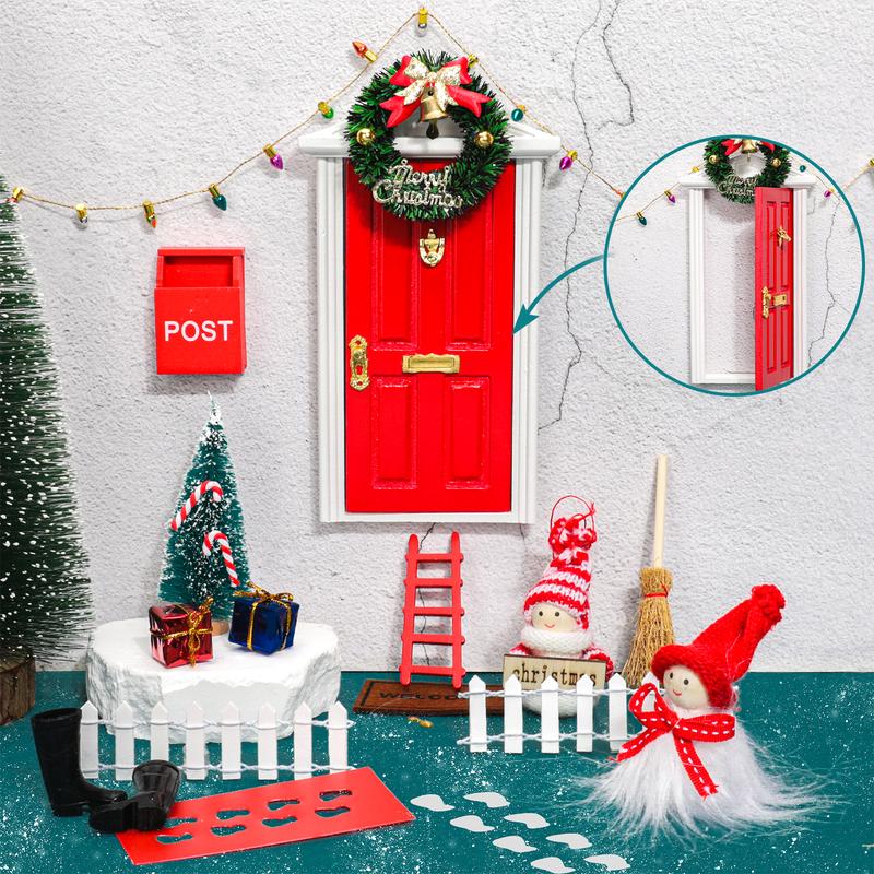 22 Pcs Christmas Elf Door Girl Fairy Doors Decorations Door Enchanted Fairy Doors Outdoor Xmas Decor for Child Xmas Accessories Fairy Tale