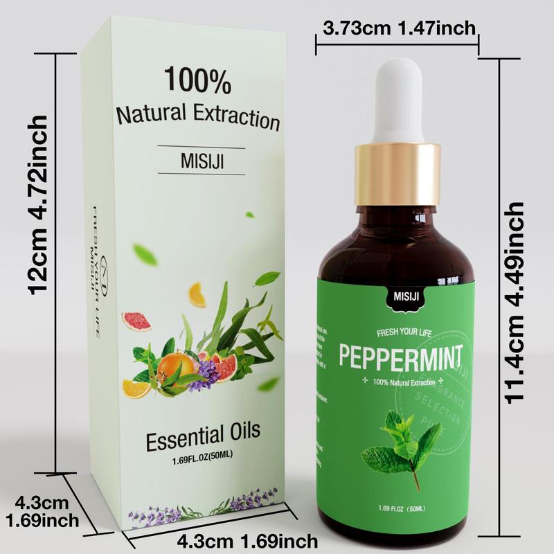 50ml Peppermint Essential Oil, Natural Extracts for Aromatherapy, Laundry, Candle & Soap Making, Humidifiers