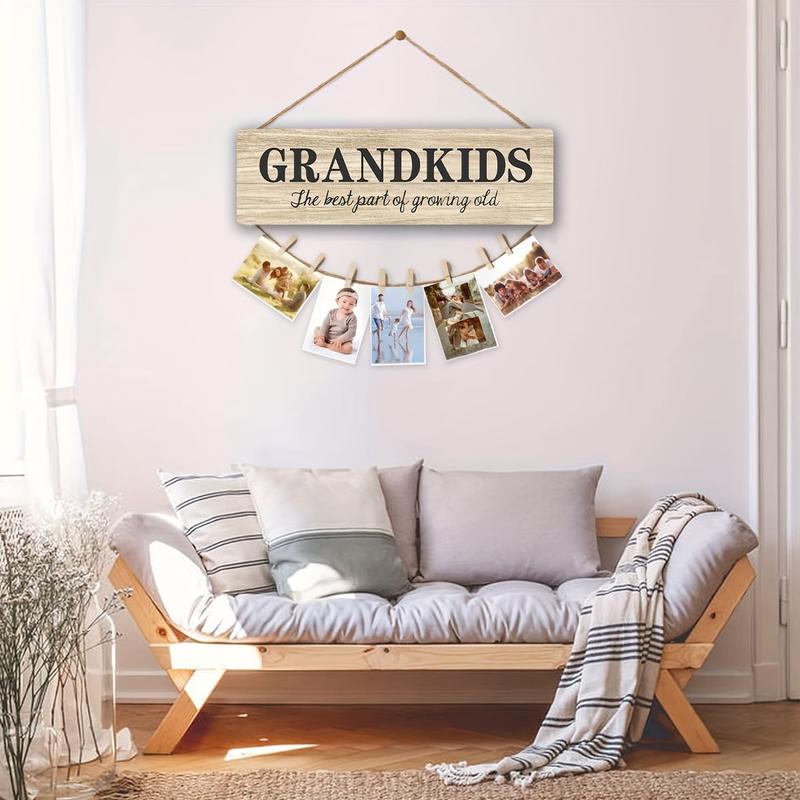 1 Set, Best Christmas or Birthday Gifts for Grandma & Grandpa from Grandchildren, Side by Side or Miles Apart Grandkids Photo Holder, 12x40cm