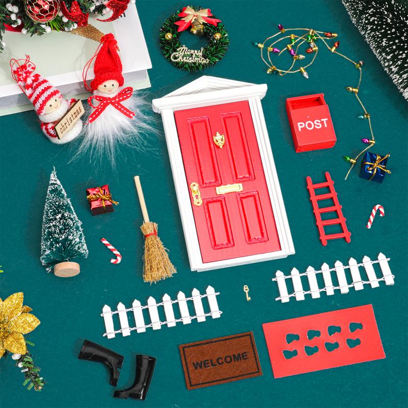 22 Pcs Christmas Elf Door Girl Fairy Doors Decorations Door Enchanted Fairy Doors Outdoor Xmas Decor for Child Xmas Accessories Fairy Tale