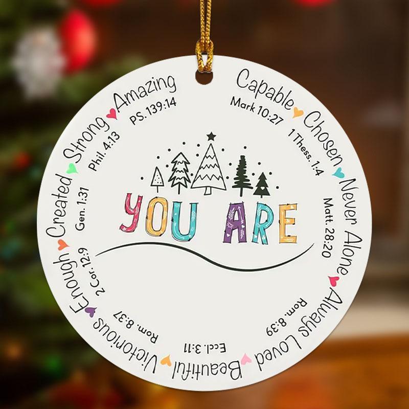 Christmas Themed Hanging Ornaments, 1 Count Round Acrylic Tree Decor, Christian Gifts for Women, Best Friend, Bff, Motivational Gifts