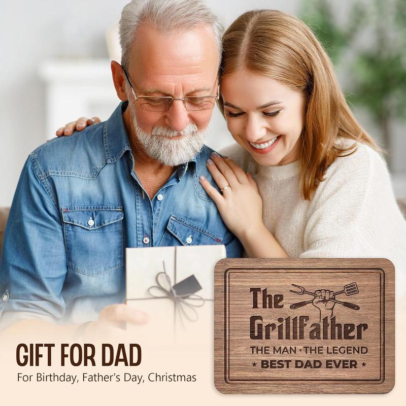 Gifts for Dad Christmas, The Grillfather Wood  Board, Dad Birthday Gifts, Gifts for Dad from Daughter Son, Cool Grill Gifts for BBQ Masters,  Dad Ever Gifts for Thanksgiving Fathers Day