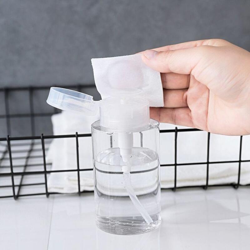 Push Down Pump Dispenser for Nail Polish Remover, 1 Count Empty Bottle Refillable Clear Cosmetic Container for Travel, Makeup Tool, Skincare Products, Christmas Gift