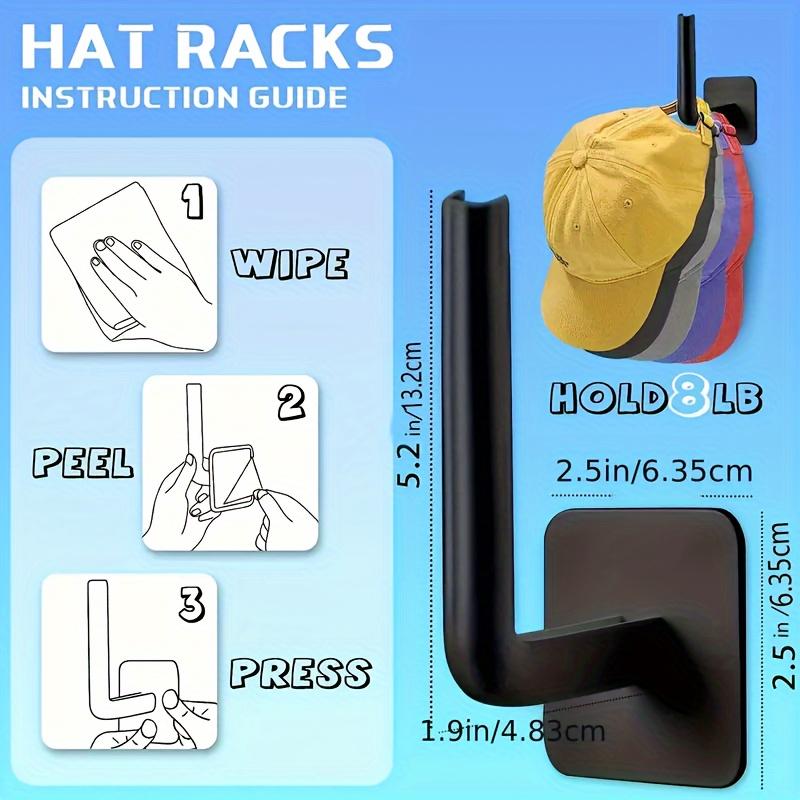 8 4 Pieces Self-Adhesive Hat And Towel Storage Hooks - Space Saving Organizer For Entryway, Bathroom, Bedroom - Hole-Free And Multi-Functional Household Hooks