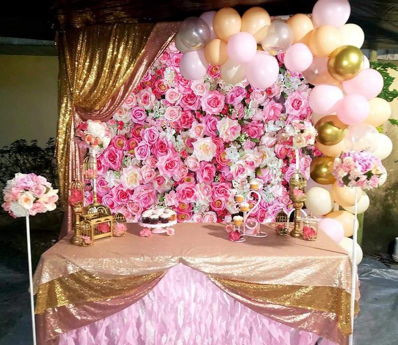 Pink Floral Backdrop Flower Wall Photography Background Mother's Day Decorations for Bridal Shower Wedding  Shower Birthday Cake Table Supplies Banner (7X5FT(82x59inch))