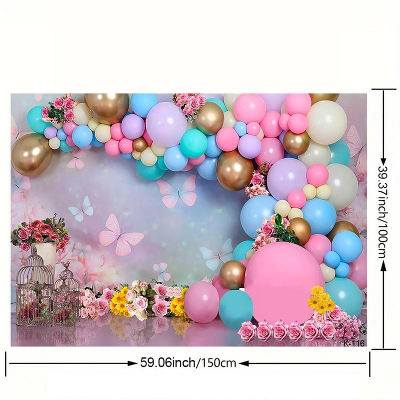 Balloon Arch Pattern Backdrop, 1 Count Colorful Balloon Pattern Background Cloth, Party Backdrop for Birthday Wedding Baby Shower Decoration