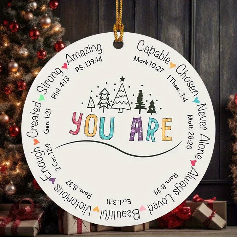 Christmas Themed Hanging Ornaments, 1 Count Round Acrylic Tree Decor, Christian Gifts for Women, Best Friend, Bff, Motivational Gifts