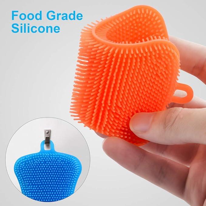 3PCS Silicone Dish Sponges, Super Food-Grade Silicone Sponges Kitchen Sponge, Multi-Purpose and Efficient Sponge Kitchen Gadgets, Especial Delicate Kitchen Sponge Brush Cleaning