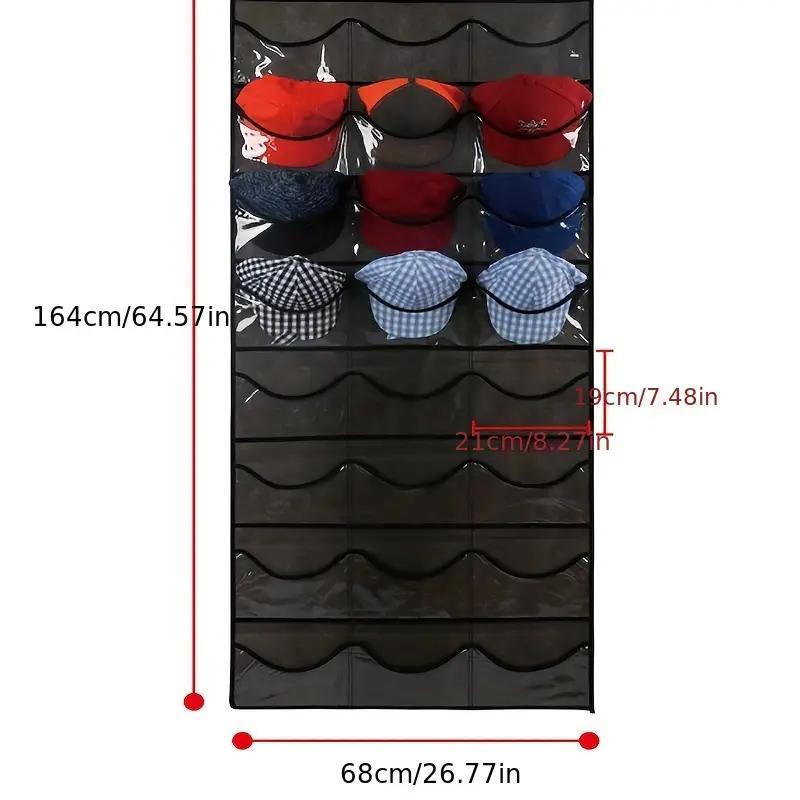 Hangable Hat Storage Organizer, 1 Count Punch Free Multi Grid Hat Organizer, Hanging Hat Storage Rack for Door & Wardrobe, Summer Essentials Home Organizer for Room, Bedroom Furniture Decorative Accessories