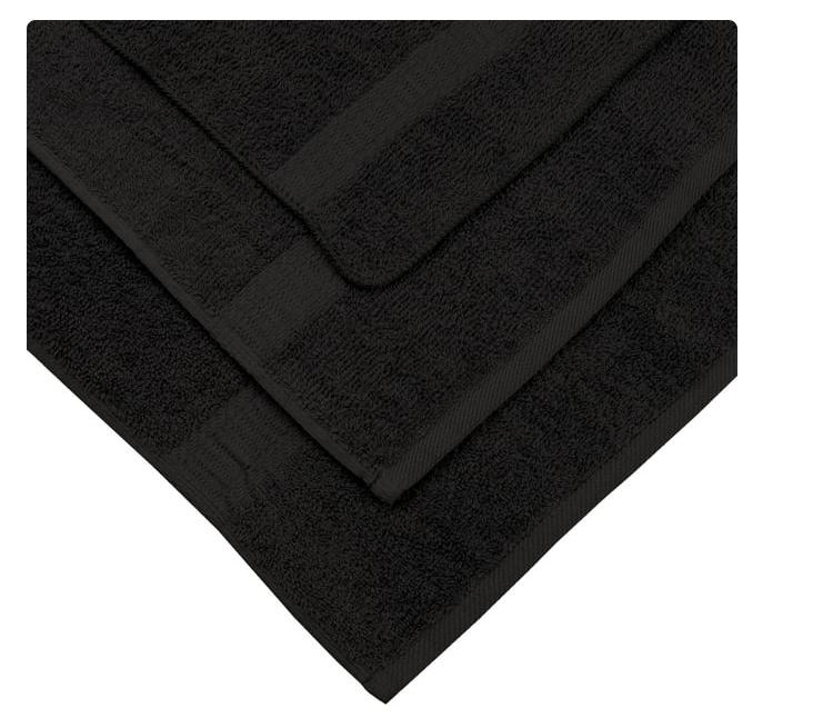 Solid 6-Piece Adult Bath Towel Set, Rich Black Cotton Hand Stripe