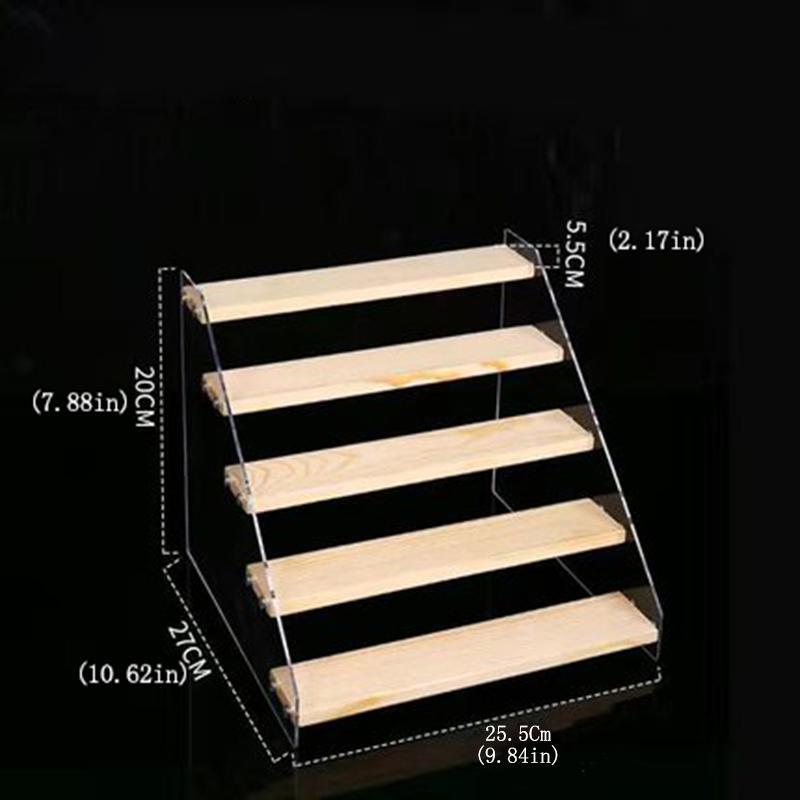 Acrylic Display Stand with Wooden Boards, 1 Count Multi-layer Wooden Display Rack, Desktop Display Stand for Jewelry, Bracelet, Earrings, Dolls