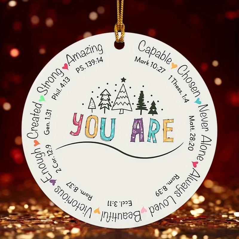 Christmas Themed Hanging Ornaments, 1 Count Round Acrylic Tree Decor, Christian Gifts for Women, Best Friend, Bff, Motivational Gifts