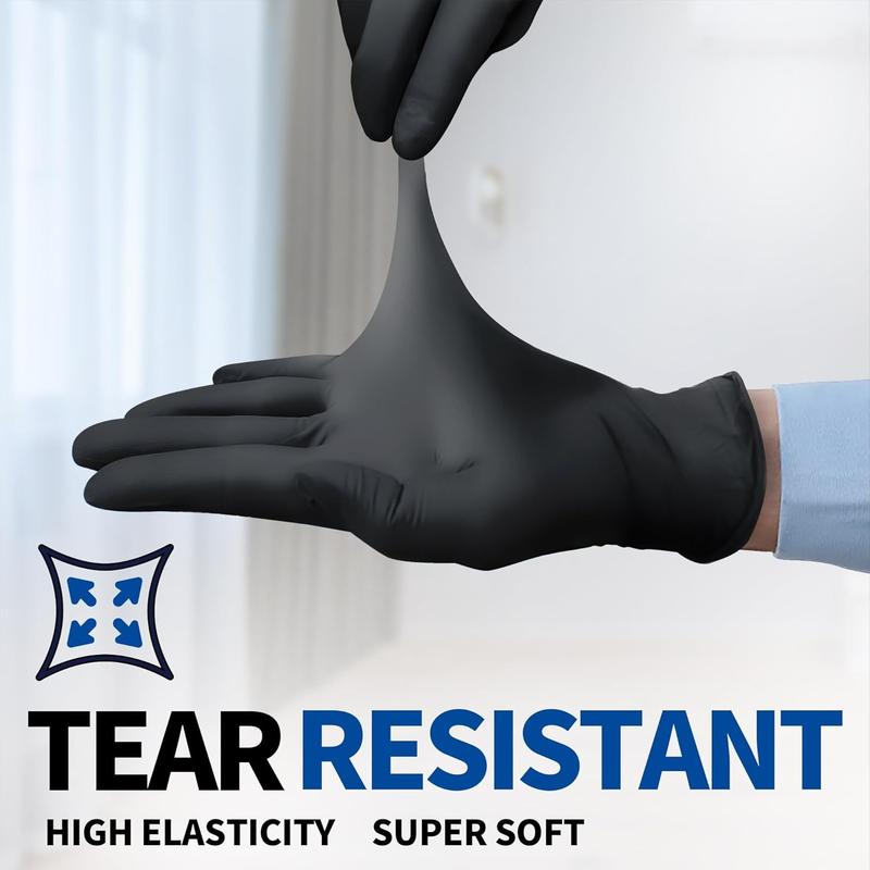 100 200PCS Black Nitrile Gloves - Powder-Free, Latex-Free, Disposable, Ideal for Home Kitchen Cleaning