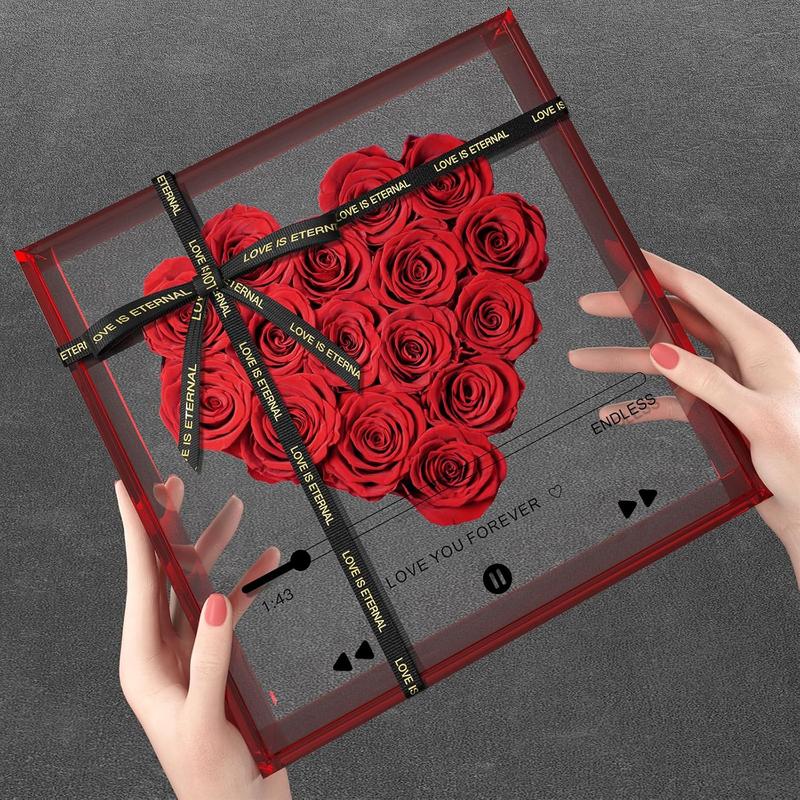 Preserved Roses for Women, Handmade Forever Flowers Box, Christmas Valentines Day Gifts for Girlfriend Wife - Wedding Anniversary Presents for Her - Birthday Gifts for Mom Grandma (Red)