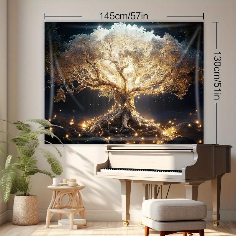 Luminous New Year's White Tree Of Life Tapestry,Forest Style Photo Studio Props,Yard Decoration,Wall Hanging Wall Decoration Room Decorative Table