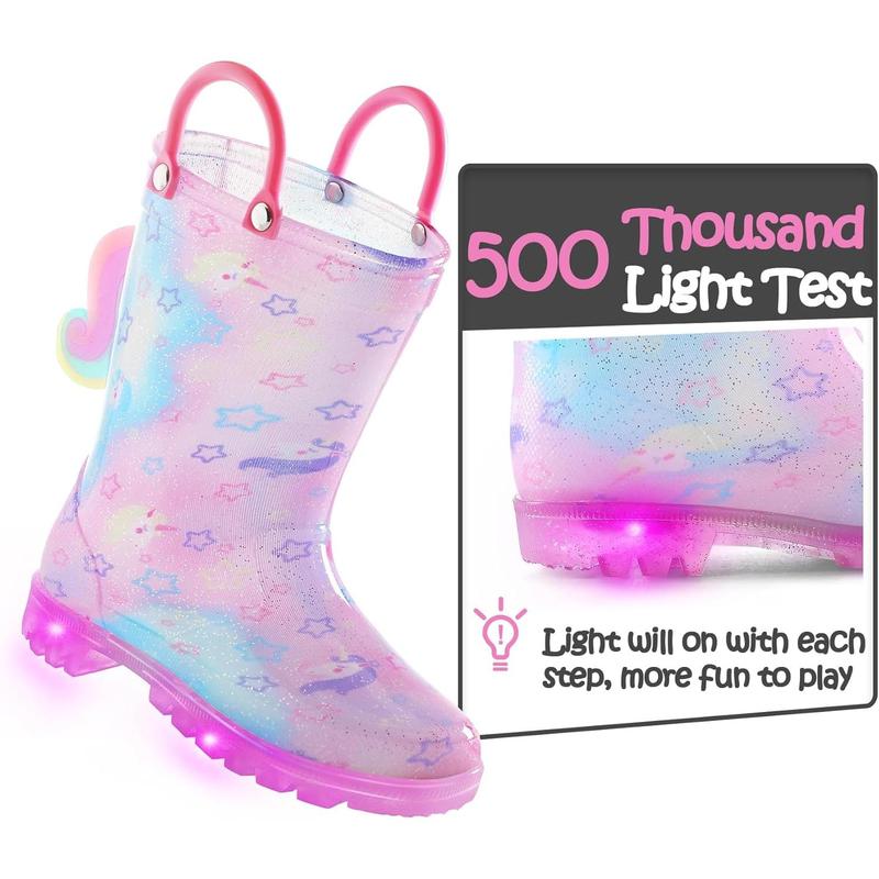 Light Up Rain Boots Waterproof Rain Boots with Handles Outdoors