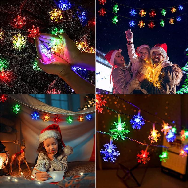 Solar Powered Snowflake Shaped String Light, Outdoor Solar String Light with 8 Lighting Modes, Ambiance Light for Christmas Tree, Garden, Patio Decor