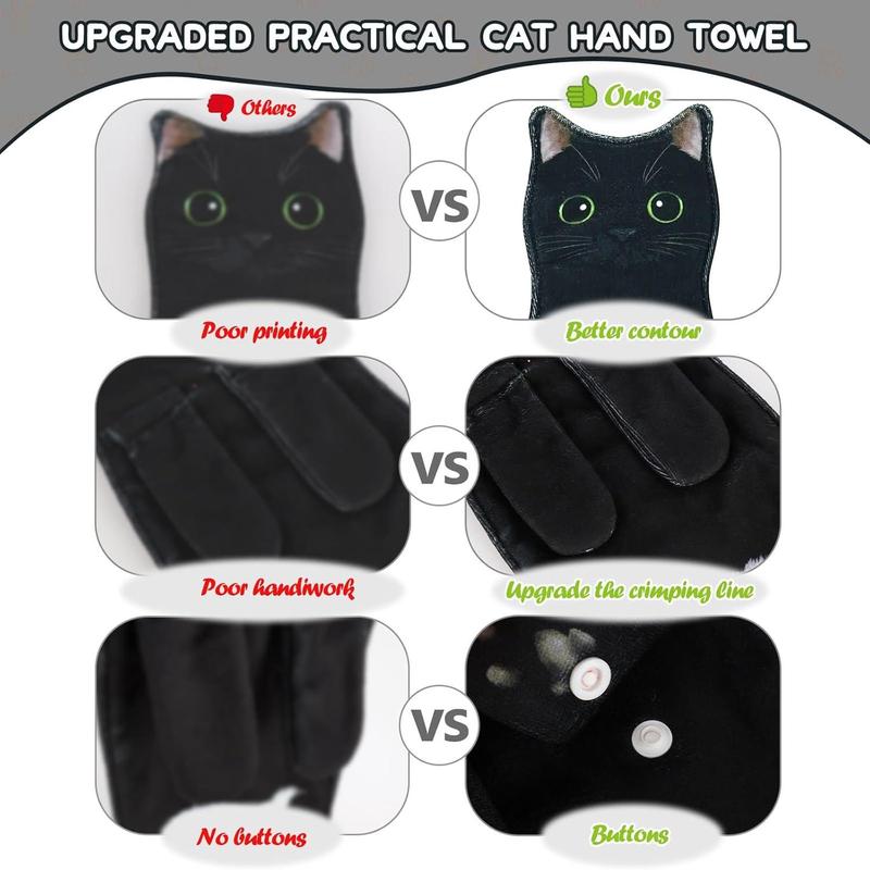 Funny Cat Hand Towel for Kitchen and Bathroom,Decorative Hanging Cat Towels for Cat Lovers,Christmas Cat Gifts for Women(Black Cat) Hangable