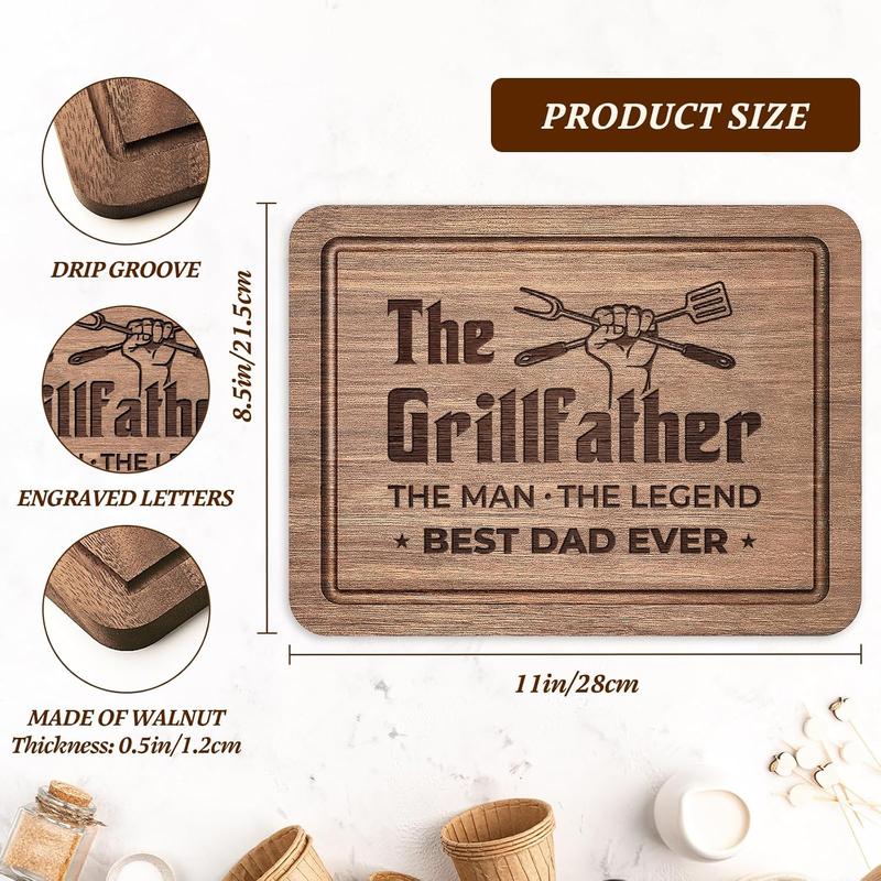 Gifts for Dad Christmas, The Grillfather Wood  Board, Dad Birthday Gifts, Gifts for Dad from Daughter Son, Cool Grill Gifts for BBQ Masters,  Dad Ever Gifts for Thanksgiving Fathers Day