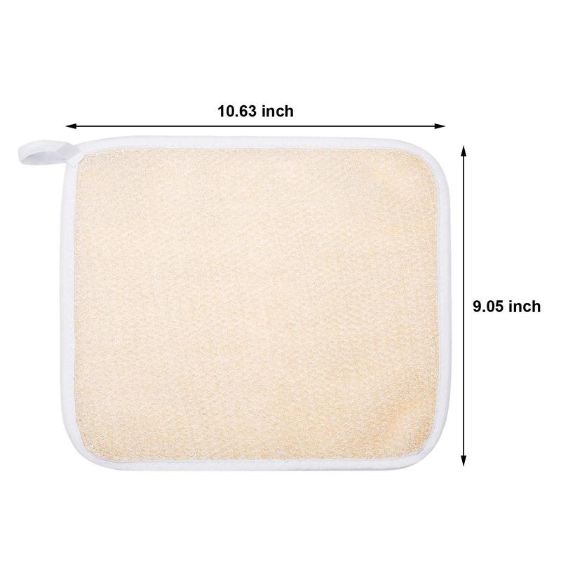 5 Count Exfoliating Face and Body Wash Cloths Towel Weave Bath Cloth Exfoliating Scrub Cloth Massage Bath Cloth for Women and Men, 10.63 x 9.05 Inch (Beige)