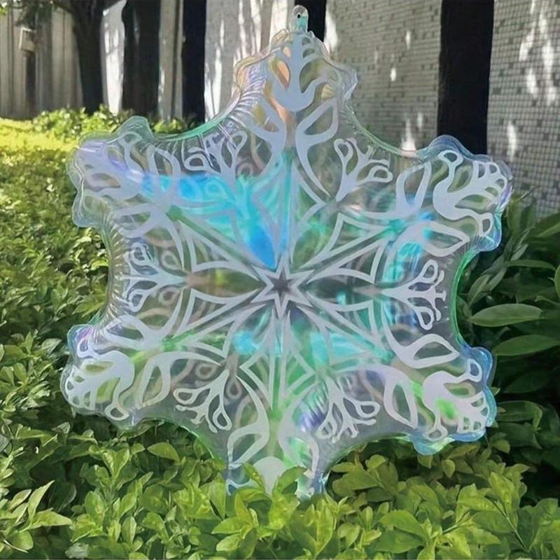 Snowflake Shaped Balloon, 4 Counts set Aluminum Film Inflatable Christmas Themed Balloon, Suitable for Winter Home and Courtyard Decoration Props