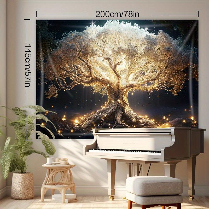 Luminous New Year's White Tree Of Life Tapestry,Forest Style Photo Studio Props,Yard Decoration,Wall Hanging Wall Decoration Room Decorative Table