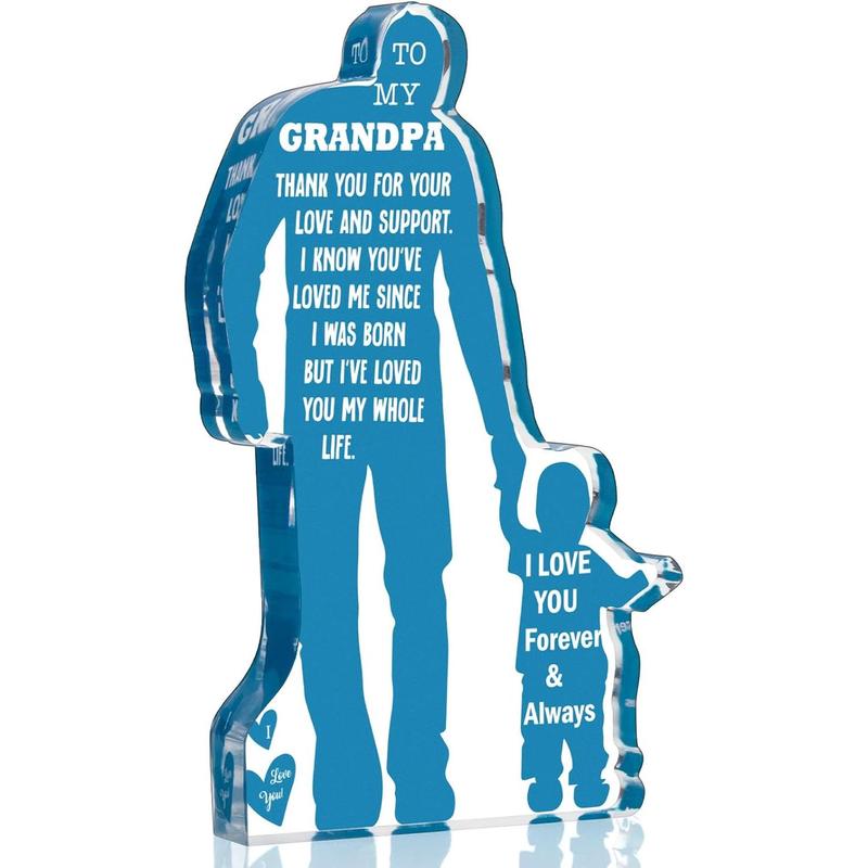 Grandpa Gift from Grandson, Granddaughter, Christmas Gifts for Granddad, Grandfather Birthday Gifts Idea from Grandson Best Grandpa Ever Gifts to My Grandpa Father's Day Gifts Acrylic Plaque Sign 5.1x3.2in