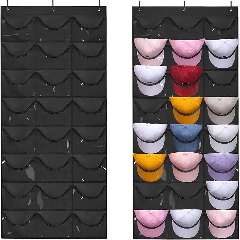 Hangable Hat Storage Organizer, 1 Count Punch Free Multi Grid Hat Organizer, Hanging Hat Storage Rack for Door & Wardrobe, Summer Essentials Home Organizer for Room, Bedroom Furniture Decorative Accessories