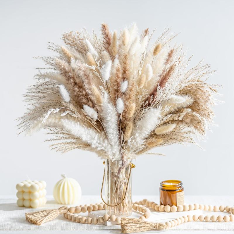 96 Natural Dried Pampas Grass Boho Home Decor Bouquet Phragmites Dried Flowers Bouquet for Wedding Floral Arrangements Home Decorations