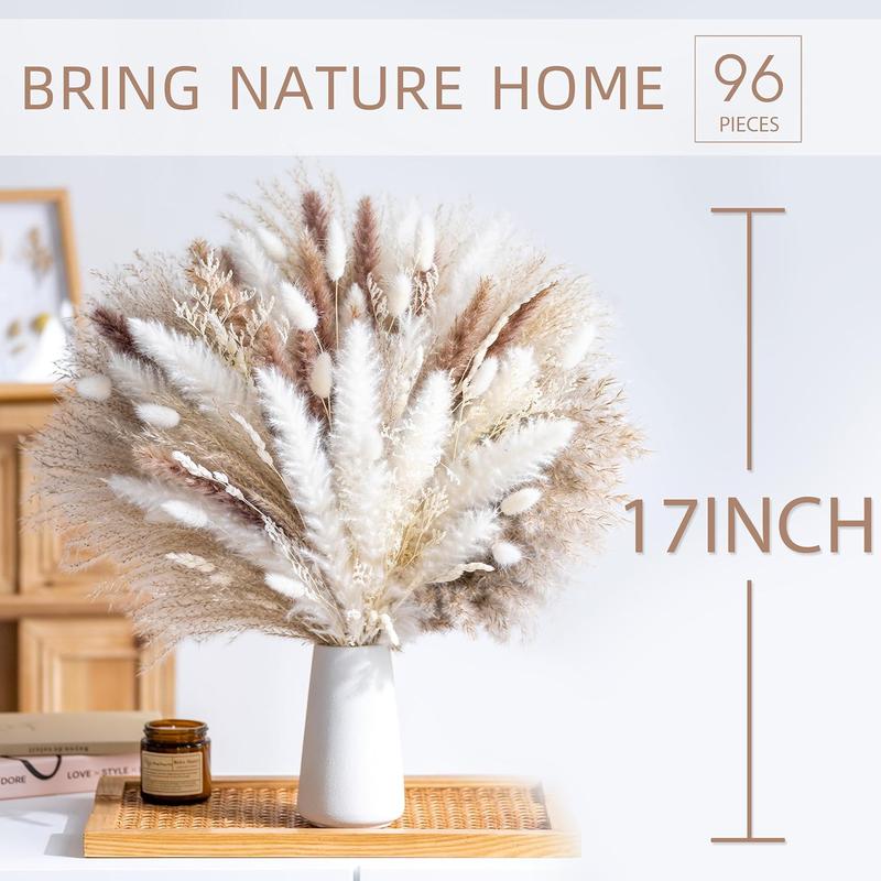 96 Natural Dried Pampas Grass Boho Home Decor Bouquet Phragmites Dried Flowers Bouquet for Wedding Floral Arrangements Home Decorations