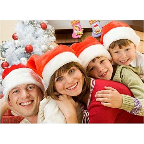 AOGU 6 Pack Plush Santa Hat Confortable Velvet Red Christmas Hat for Christmas Party Favors Fit for Adults and Kids