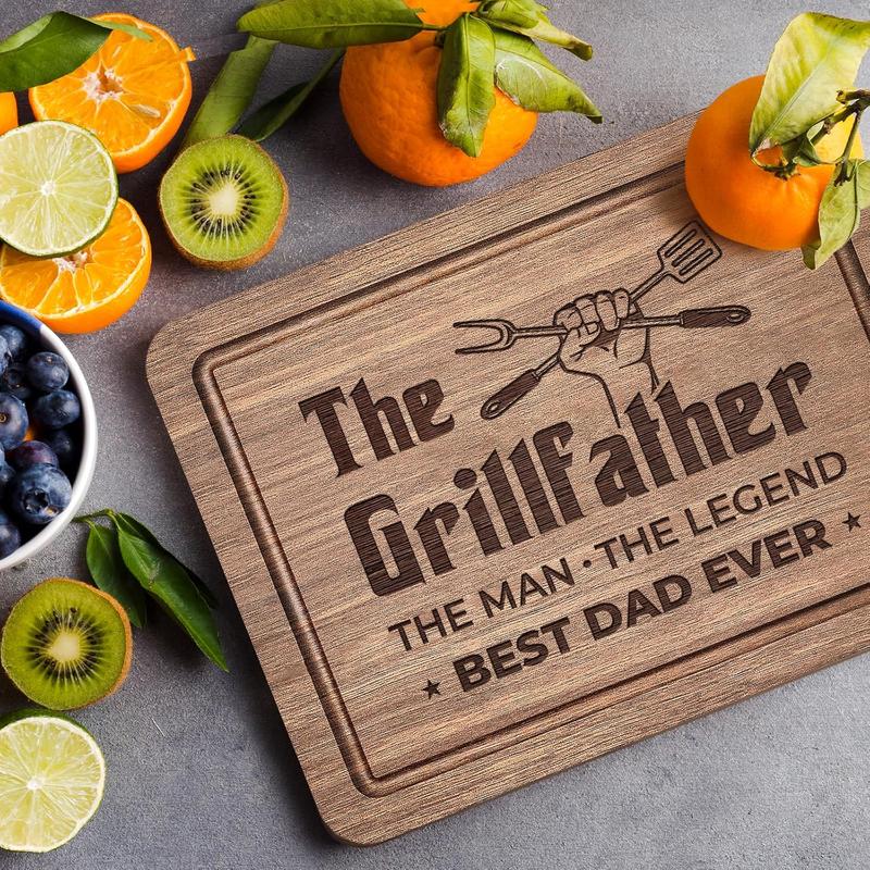 Gifts for Dad Christmas, The Grillfather Wood  Board, Dad Birthday Gifts, Gifts for Dad from Daughter Son, Cool Grill Gifts for BBQ Masters,  Dad Ever Gifts for Thanksgiving Fathers Day