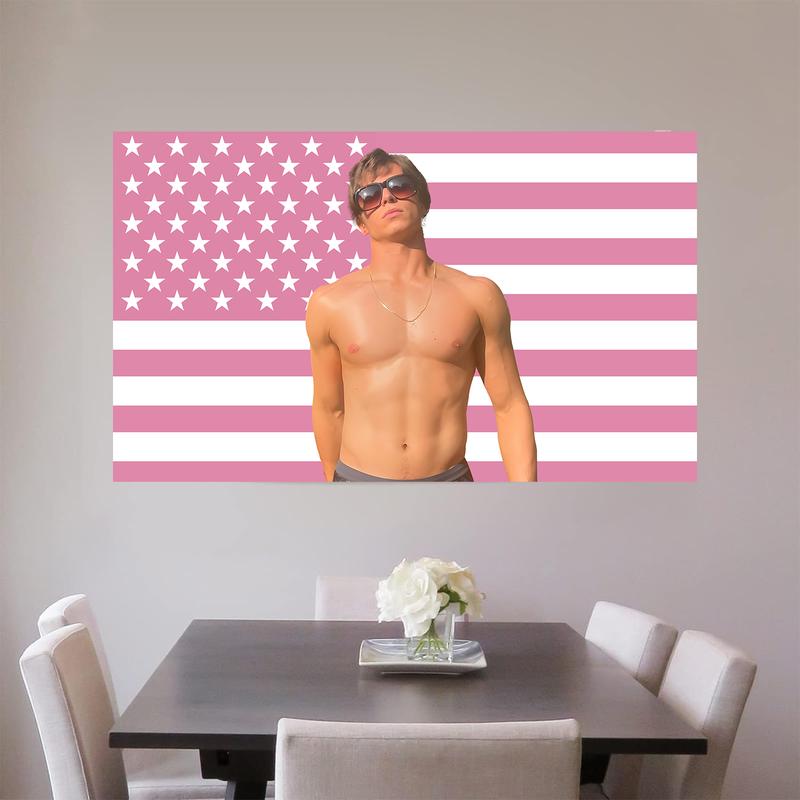 Nicholas Alexander Chavez Pink  American Flag  funny Dormitory Background RoomDecoration Bedroom HomeDecoration 3x5ft Outdoor indoorBanner Decoration Hanging Flag