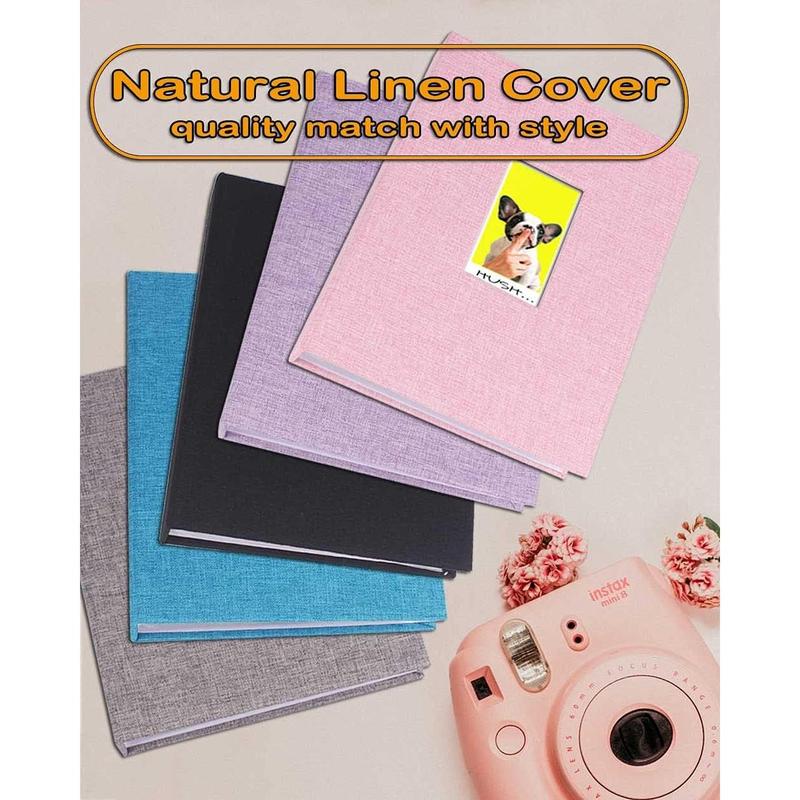 Mini Photo Album 208 Vertical Photos - Linen Cover, Front Window, Photo Album 2x3 Compatible with Fujifilm Instax Mini Film 7s 8 9 11, Polaroid 300, HP Sprocket, K-pop Photocards Decor