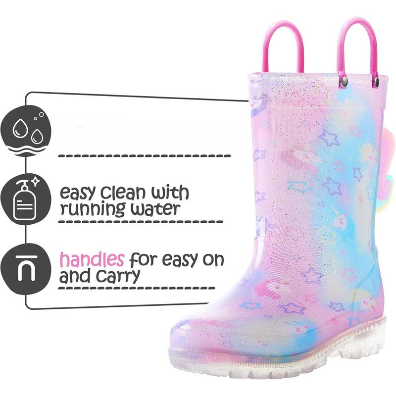 Light Up Rain Boots Waterproof Rain Boots with Handles Outdoors