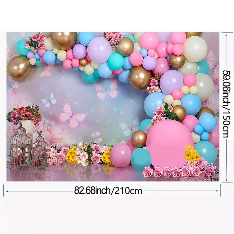 Balloon Arch Pattern Backdrop, 1 Count Colorful Balloon Pattern Background Cloth, Party Backdrop for Birthday Wedding Baby Shower Decoration