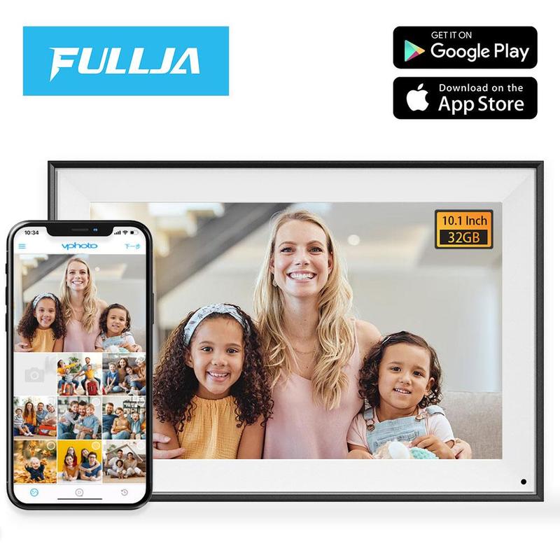 FULLJA WiFi Digital Photo Frame , 10.1-inch IPS Touchscreen Electronic Frame ,  Storage , Slideshow Display , Easy Photo & Video Sharing via App , Perfect Decorative Gift for Kids, Family & Friends , Ideal for Birthdays & Holidays