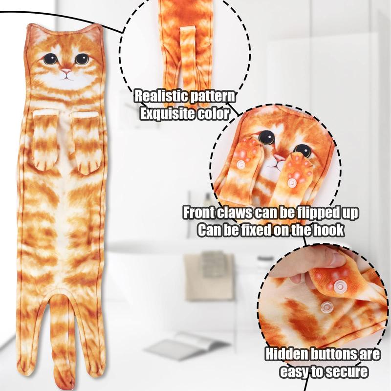 Cat Funny Hand Towels for Bathroom Kitchen - 1 Count Cat Decor Hanging Washcloths Face Towels Reusable Machine Washable and Super Absorbent Soft Housewarming Gift for Cat Lovers